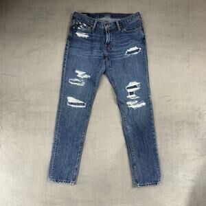 Abercrombie & Fitch Jeans Mens 30X32 Felix SuperSlim Stretch Blue Denim Distress